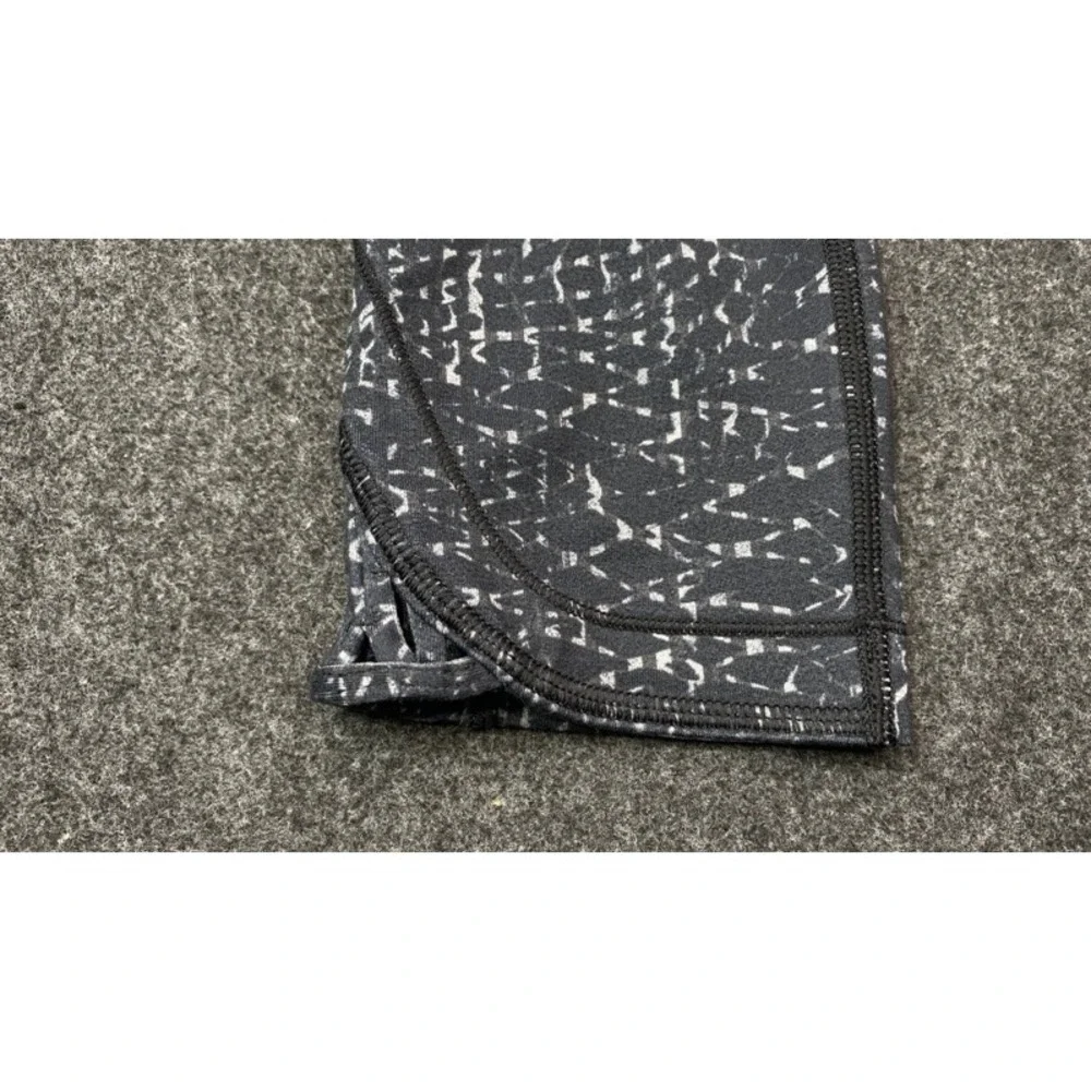 Lululemon Leggings Women 4 Black White Lattice Hem High Rise Crop Activewear